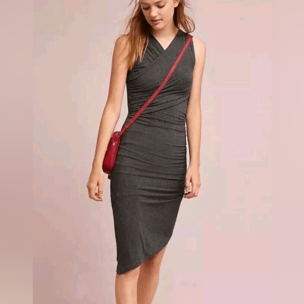 Elegant Gray Anthro Sleeveless Dress